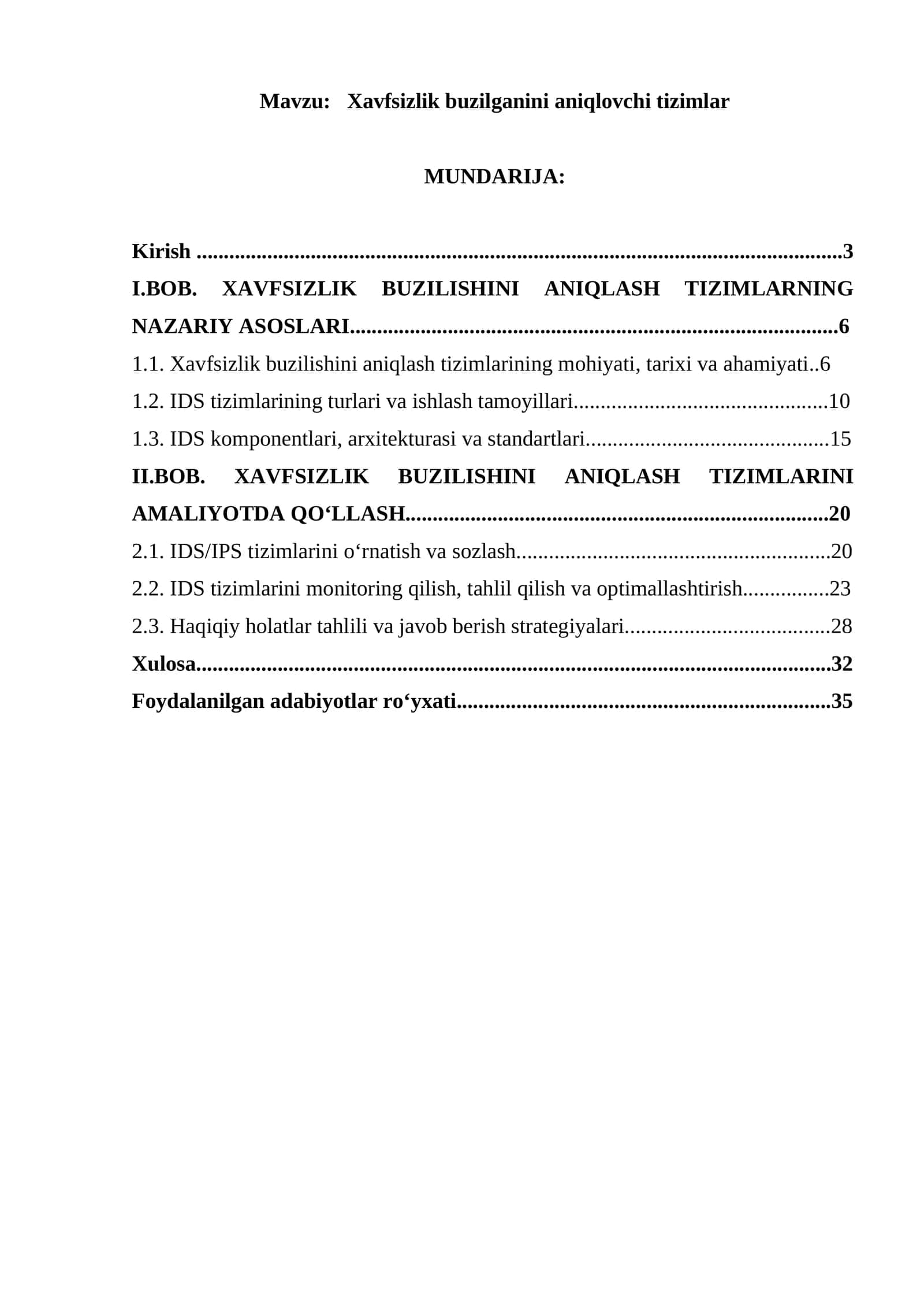 Xavfsizlik buzilganini aniqlovchi tizimlar 1