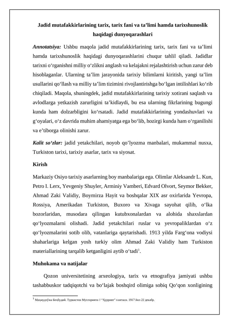 Jadid mutafakkirlarining tarix 1
