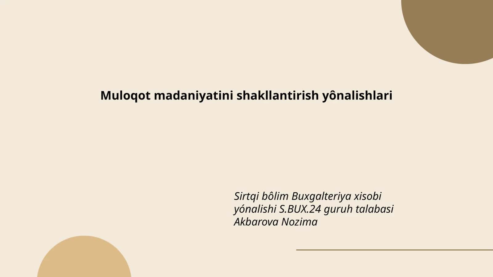 Muloqot madaniyatini shakllantirish yônalishlari 1
