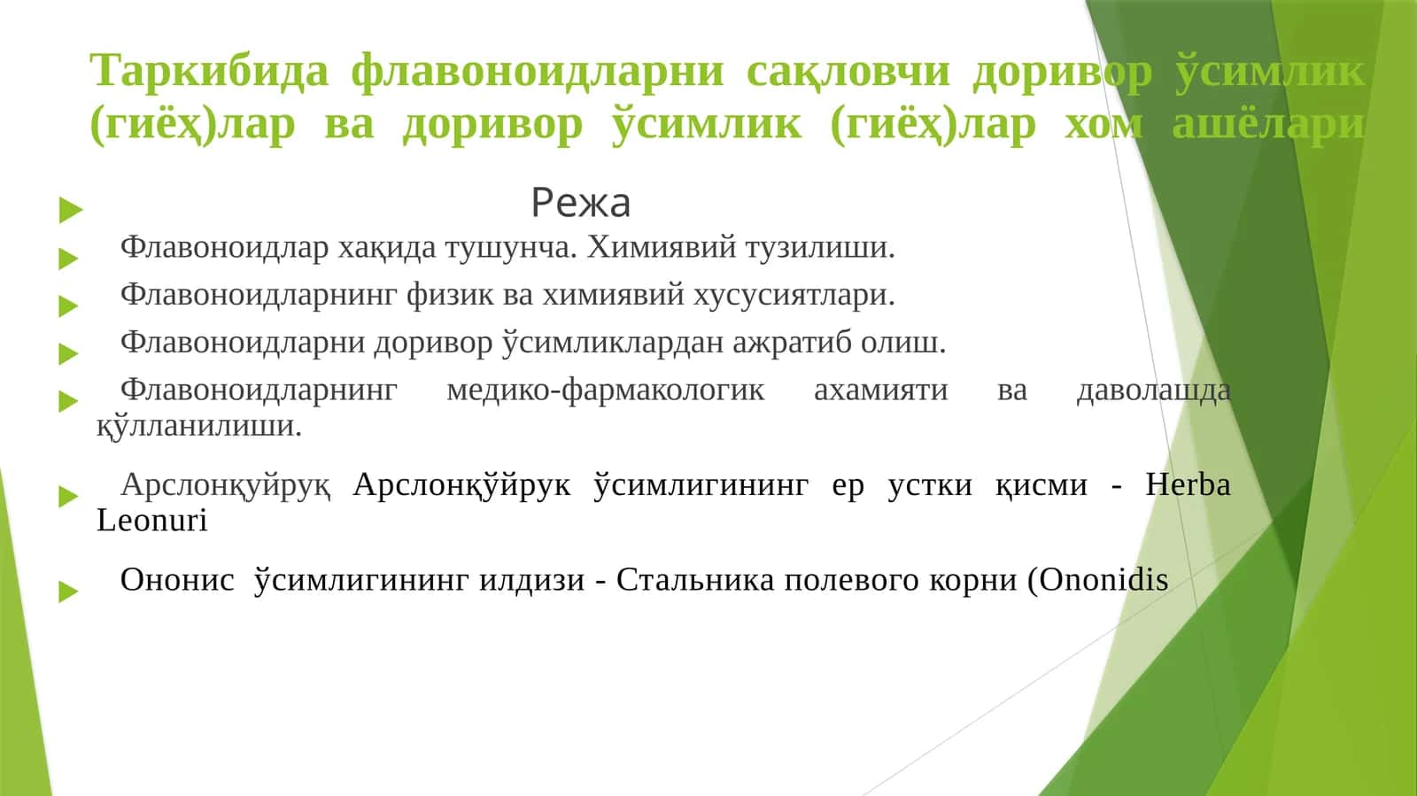 Флавоноидларни сақловчи доривор ўсимлик (гиёҳ)лар 1