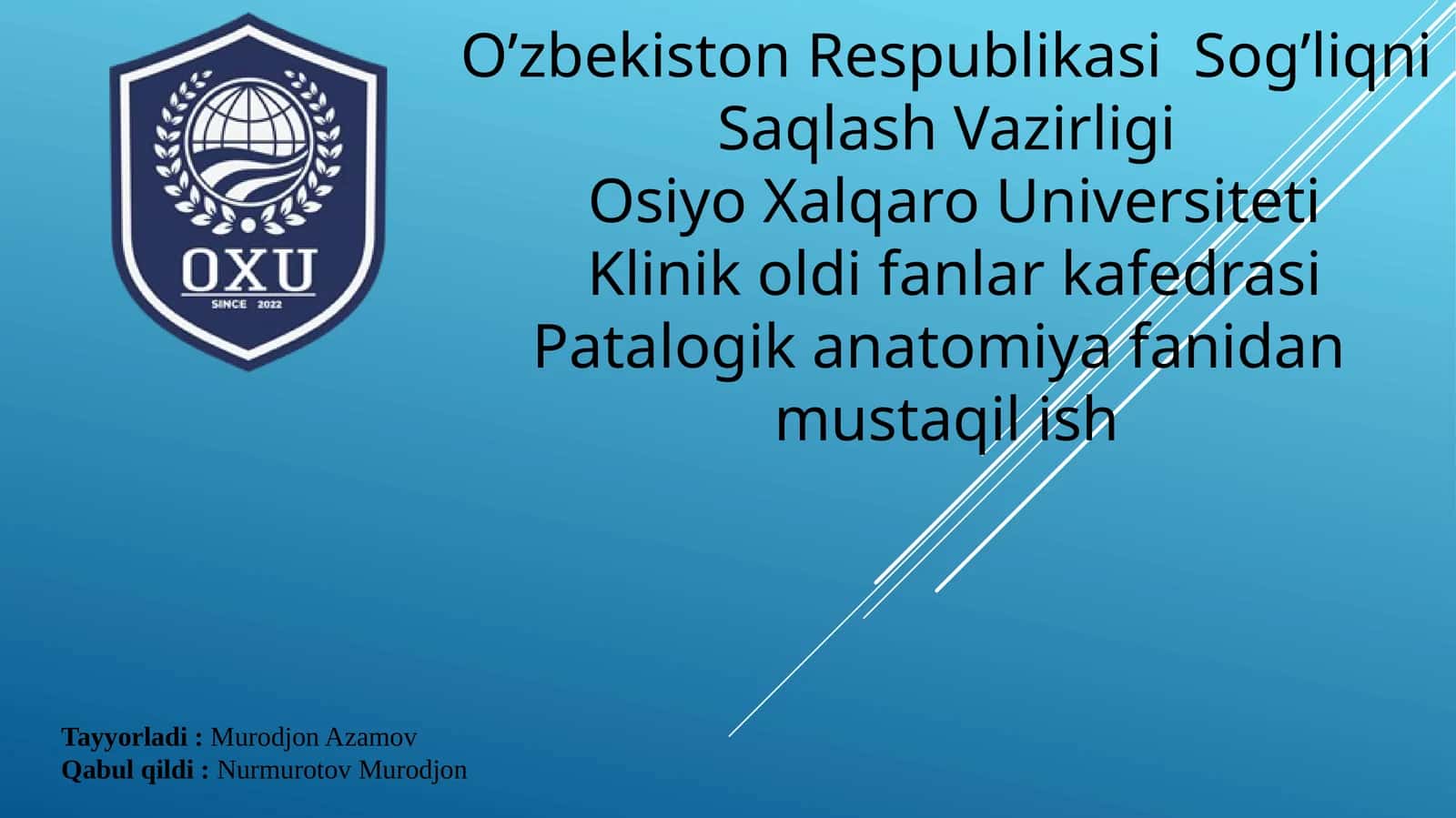 Kanserogen agentlar va ularning hujayralar bilan o'zaro ta'siri va o'sma immunitesi 1