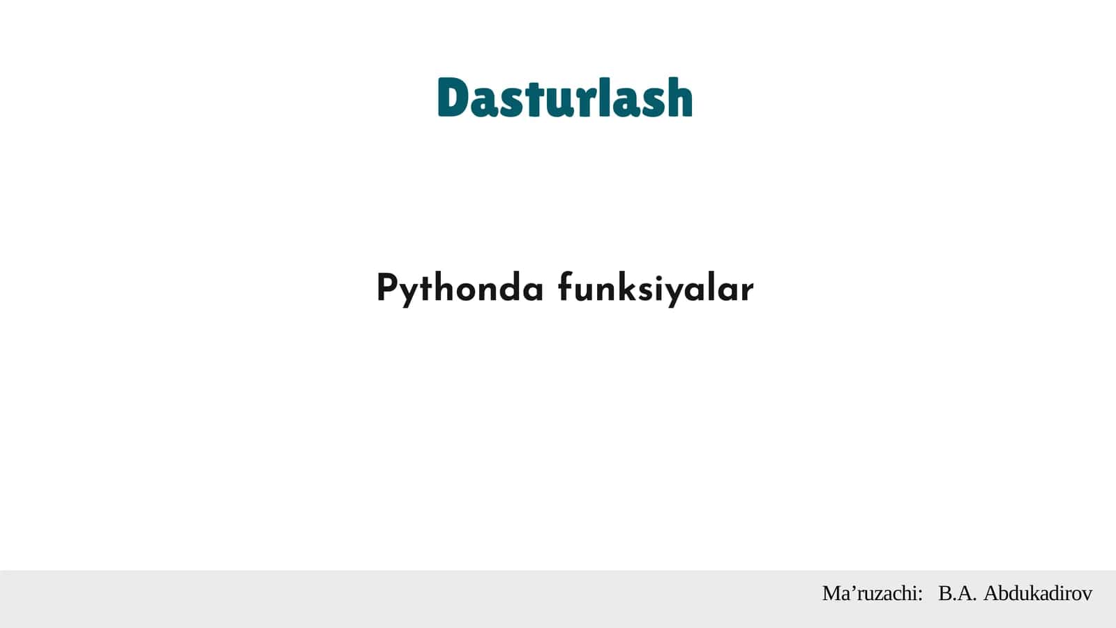 Pythonda funksiyalar 1