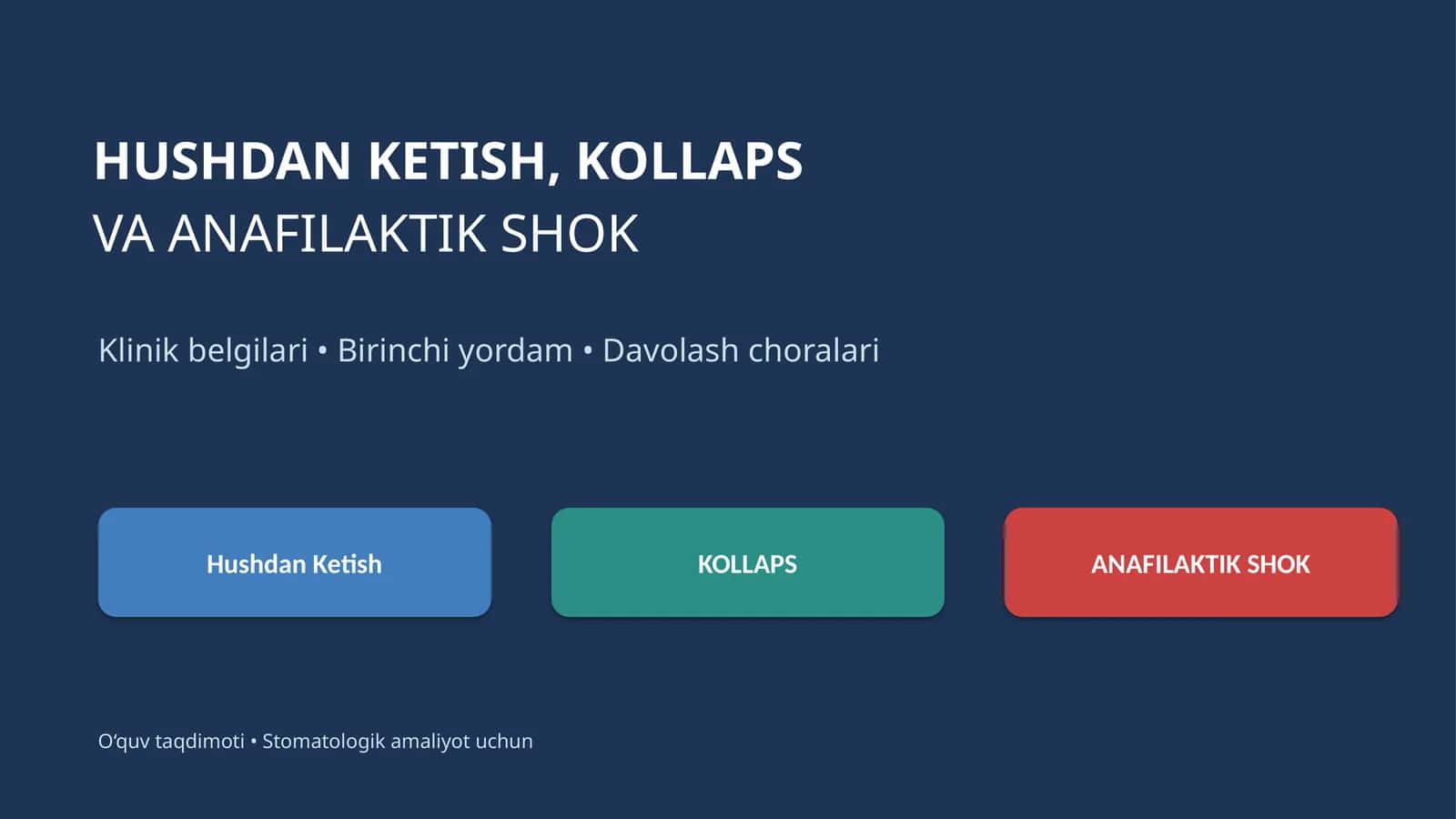Hushdan ketish. Kollaps. Anafilaktik shok 1