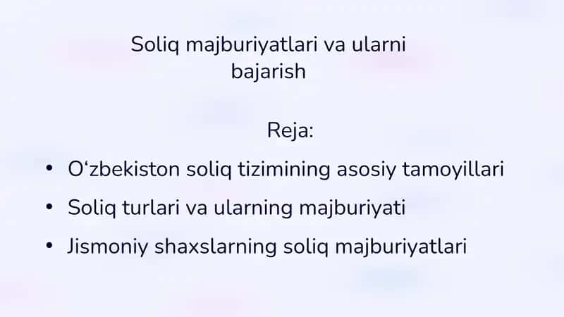 Soliq majburiyatlari va ularni bajarish 1