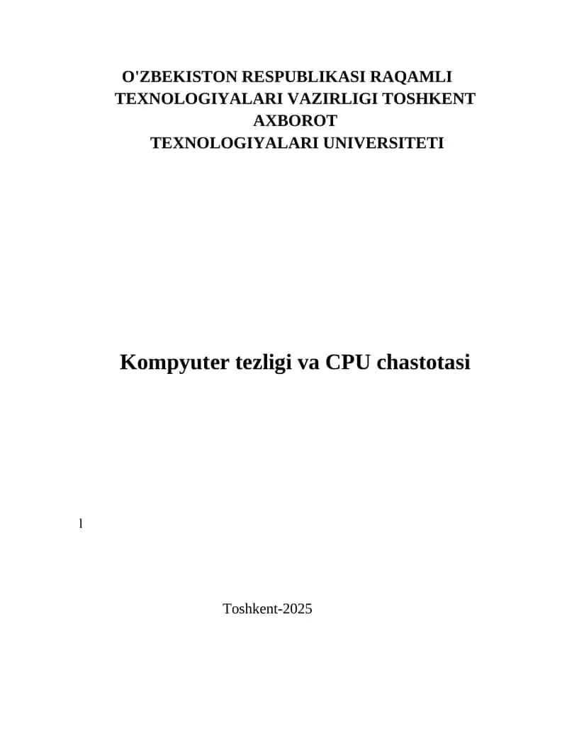 Kompyuter tezligi va CPU chastotasi 1