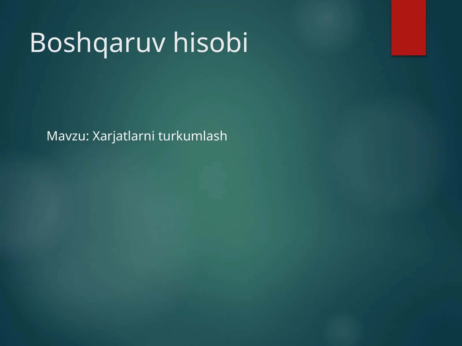 Xarjatlarni turkumlash 1