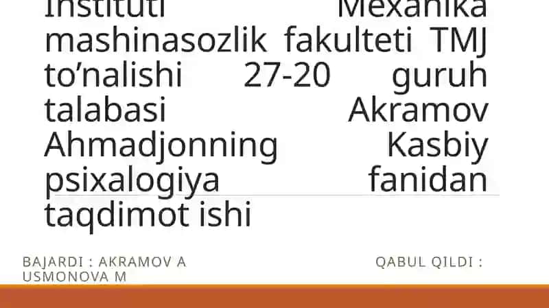 Kasblar va ularning klassifikatsiyasi 1