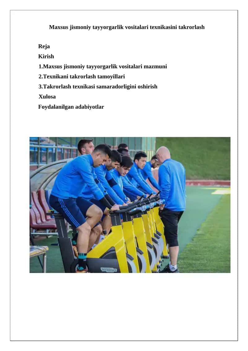 Maxsus jismoniy tayyorgarlik vositalari texnikasini takrorlash 1