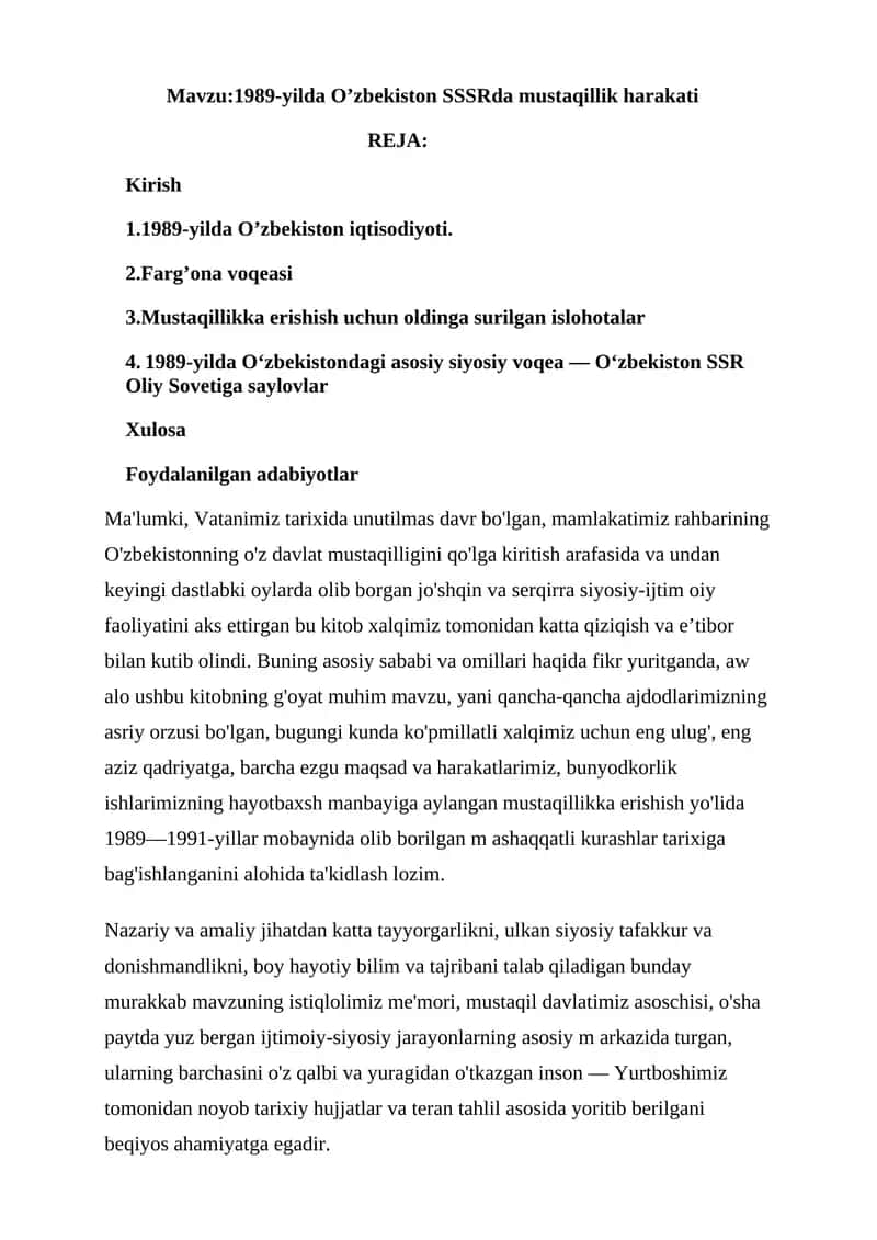 O’zbekiston SSSRda mustaqillik harakati 1