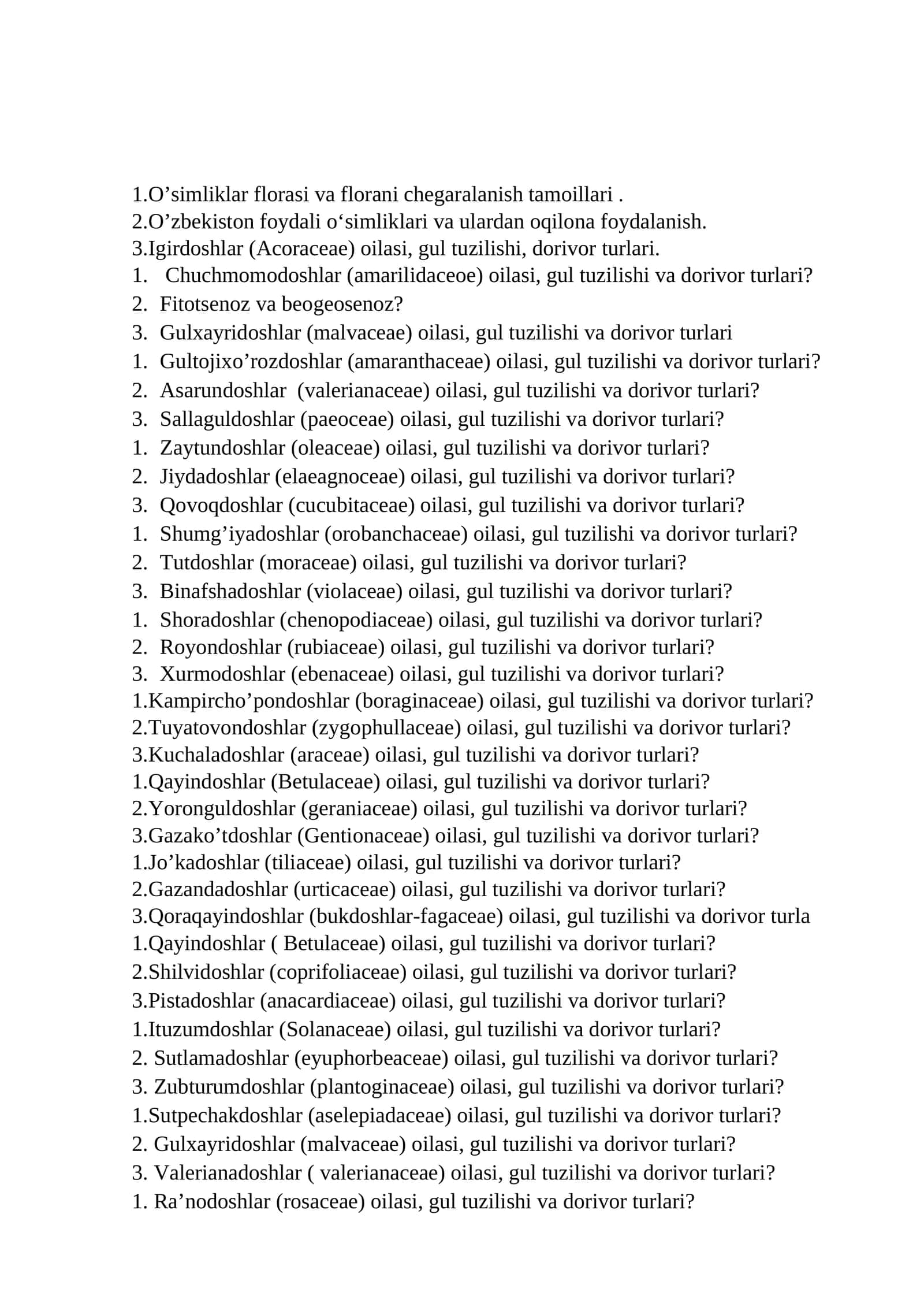 O'simliklar florasi va florani chegaralanish tamoillari 1