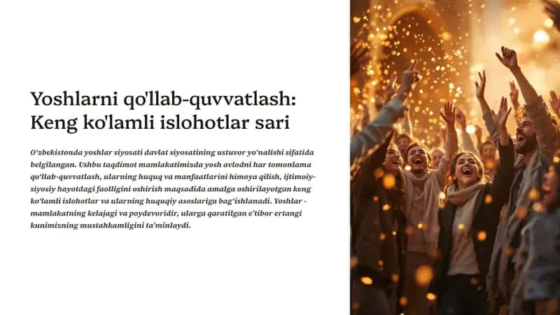 Yoshlarni qo'llab-quvvatlash: Keng ko'lamli islohotlar 1