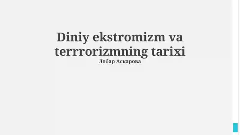 Diniy ekstromizm va terrrorizmning tarixi 1