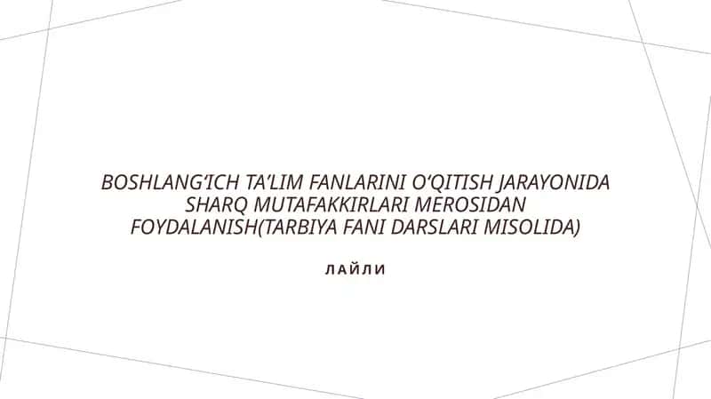 Sharq mutafakkirlari merosidan foydalanish 1