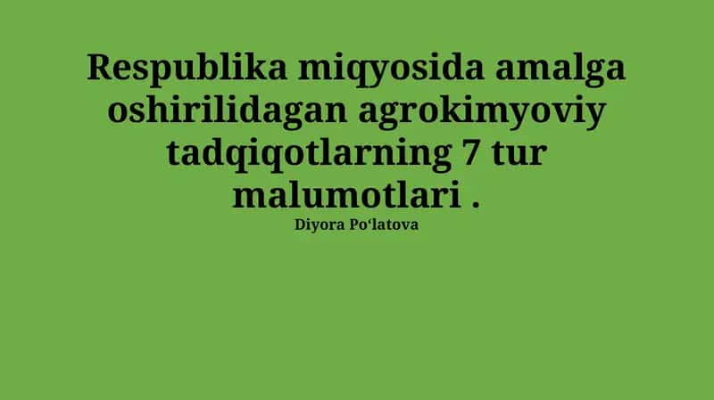 Agrokimyoviy tadqiqotlar natijalari 1