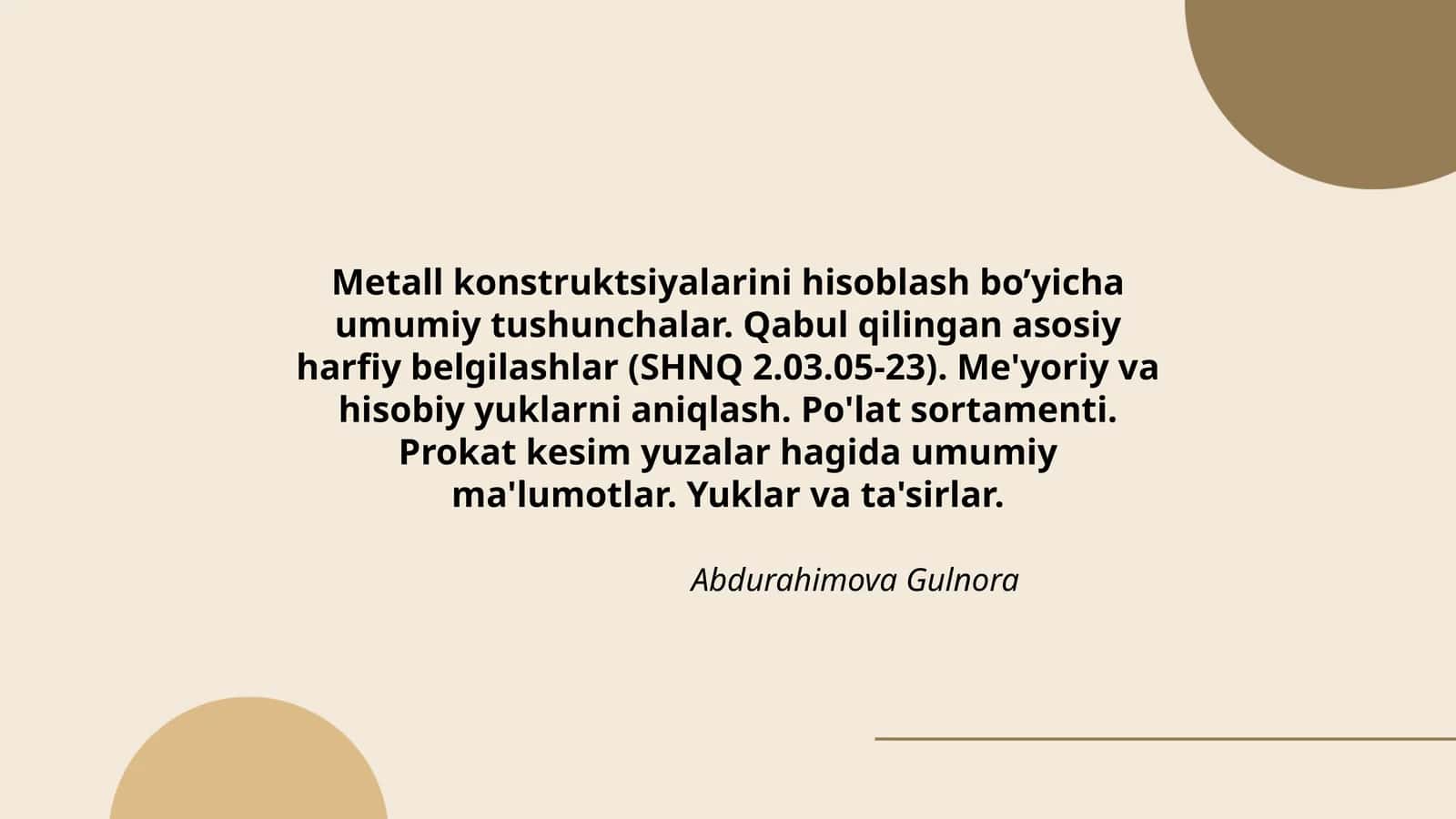 Metall konstruktsiyalarini hisoblash 1