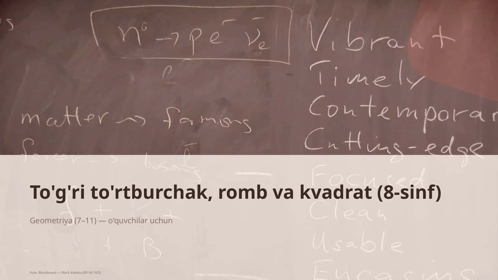 To'g'ri to'rtburchak, romb va kvadrat (8-sinf) 1