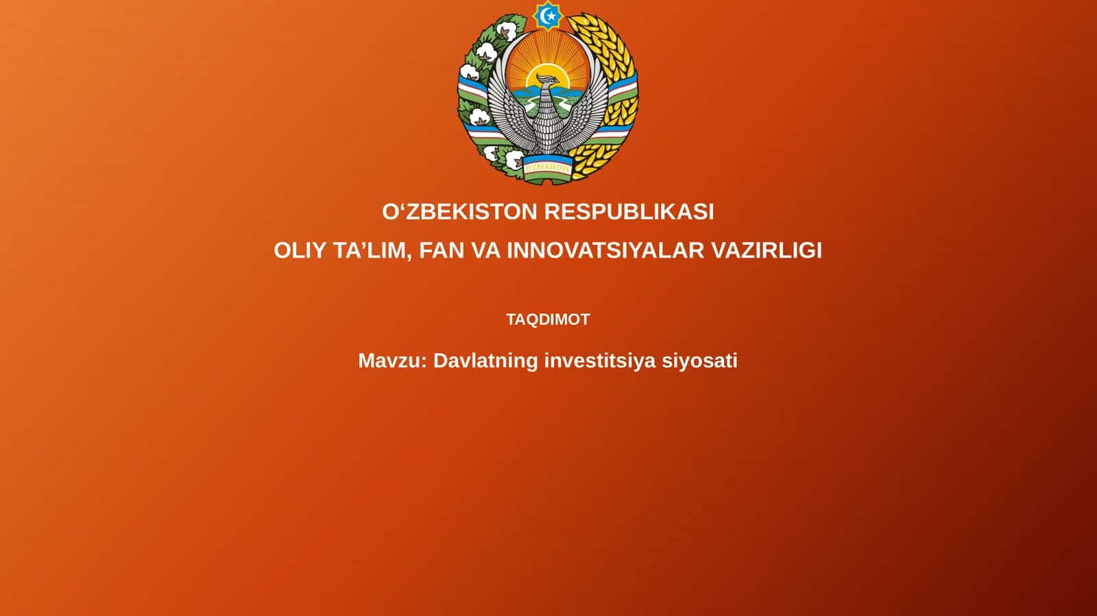 Davlatning investitsiyasiyosati 1