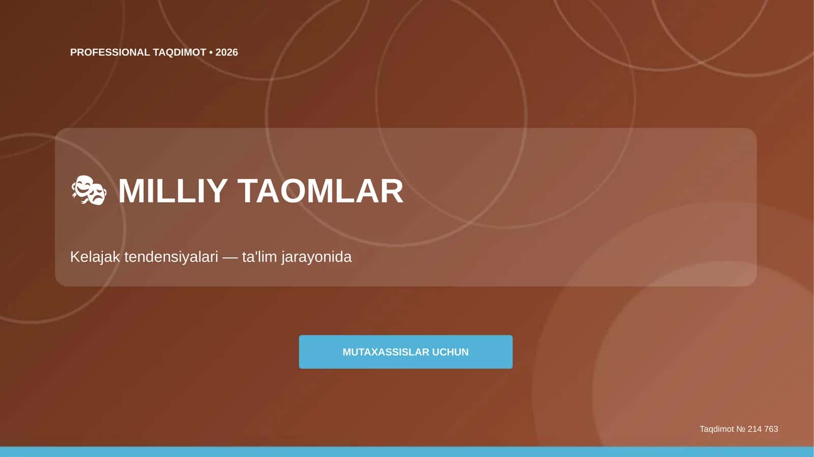 Milliy taomlar: kelajak tendensiyalari (ta'lim jarayonida) [mutaxassislar uchun] 1