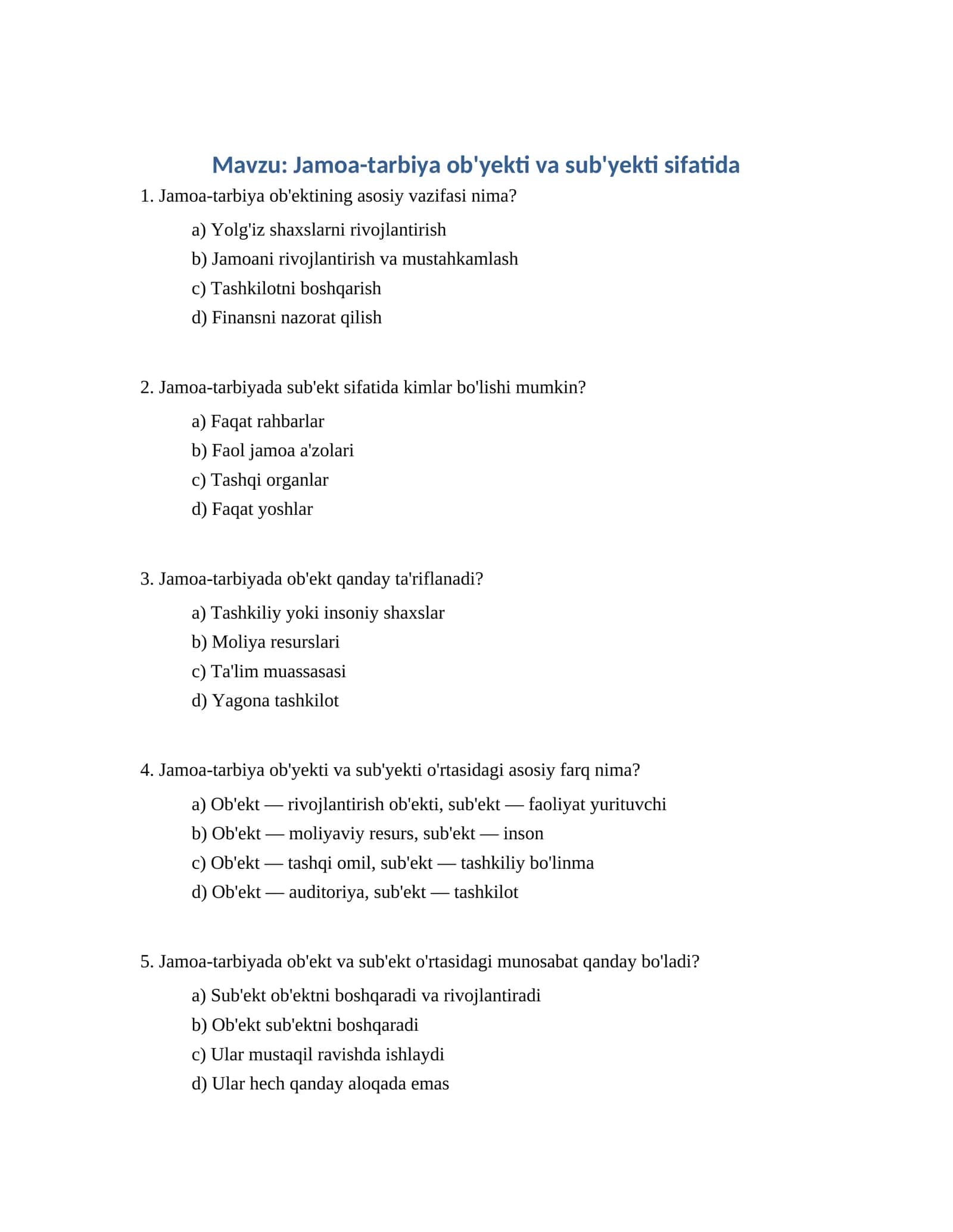 Jamoa-tarbiya ob'yekti va sub'yekti sifatida 1
