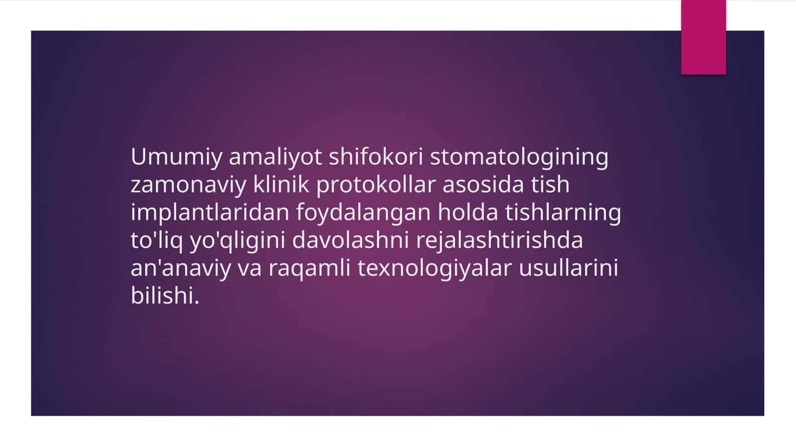 Umumiy amaliyot shifokoristomatologiningzamonaviy klinik protokollar asosida tishimplantlaridanfoydalangan holda tishlarning to'liq yo'qligini davolashni rejalashtirish 1