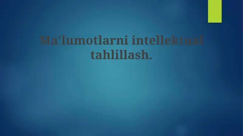 Ma'lumotlar maydoniga kirish va asosiy tushunchalar 1