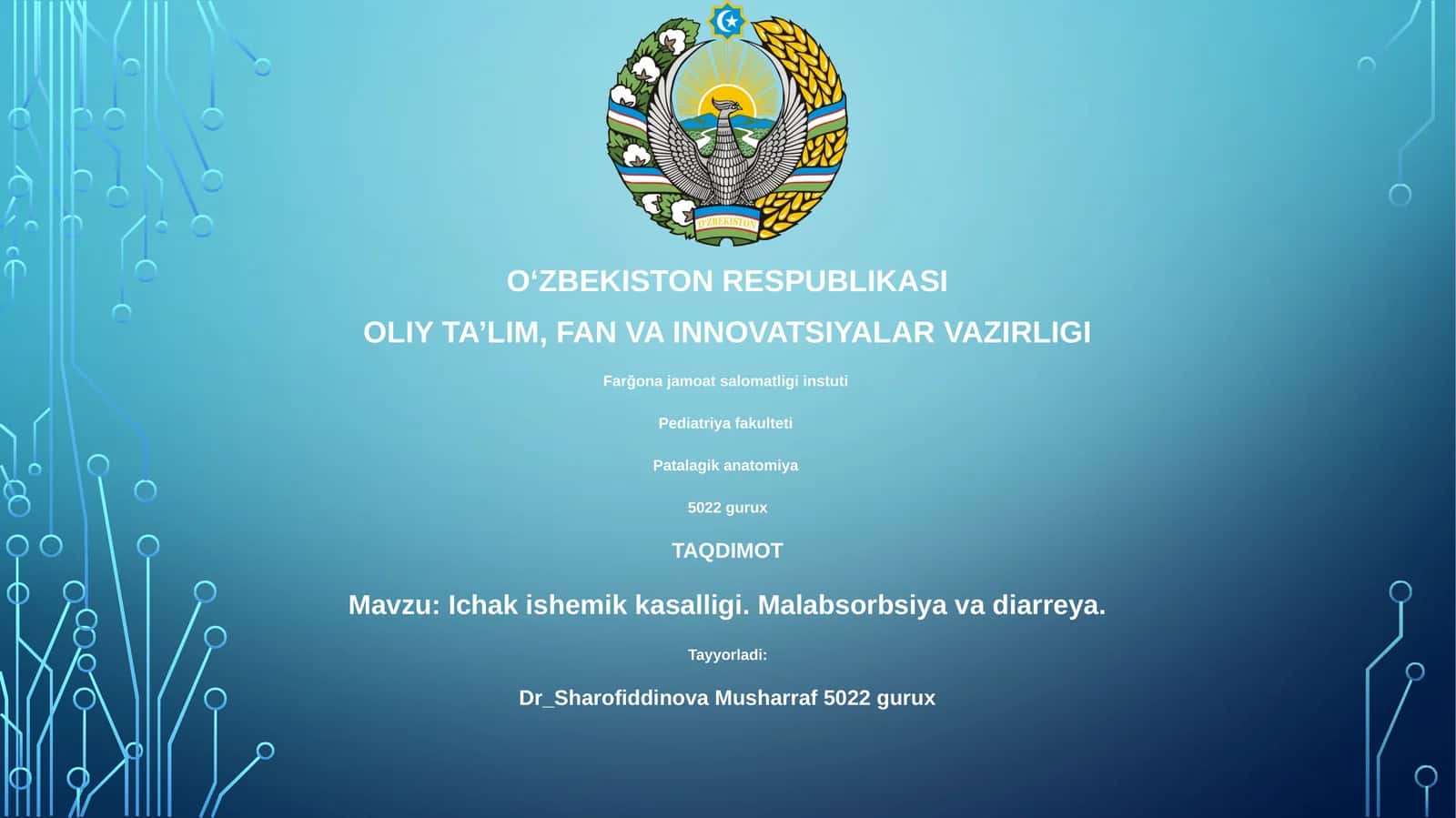 Ichak ishemik kasalligi. Malabsorbsiya va diarreya 1