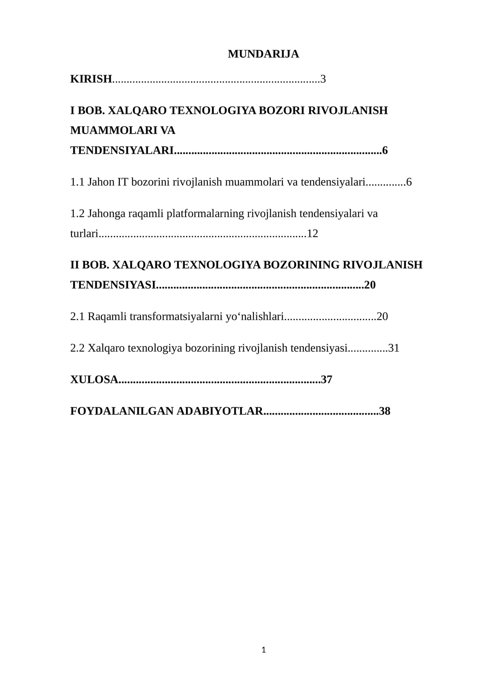 XALQARO TEXNOLOGIYA BOZORI RIVOJLANISH MUAMMOLARI VA TENDENSIYALARI 1
