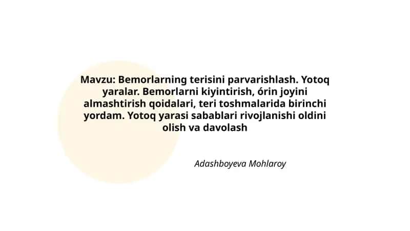 Bemorlarning terisini parvarishlash 1