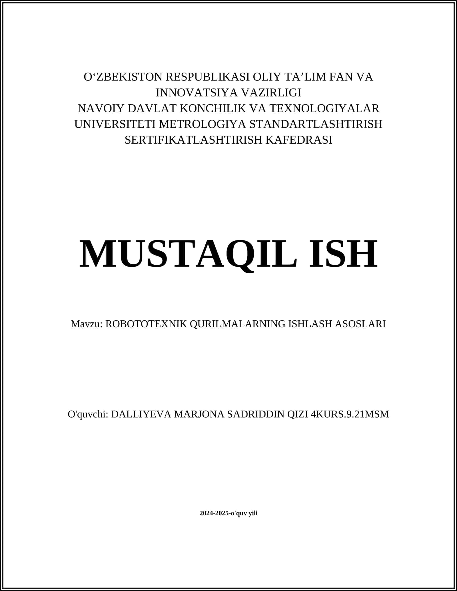 ROBOTOTEXNIK QURILMALARNING ISHLASH ASOSLARI 1