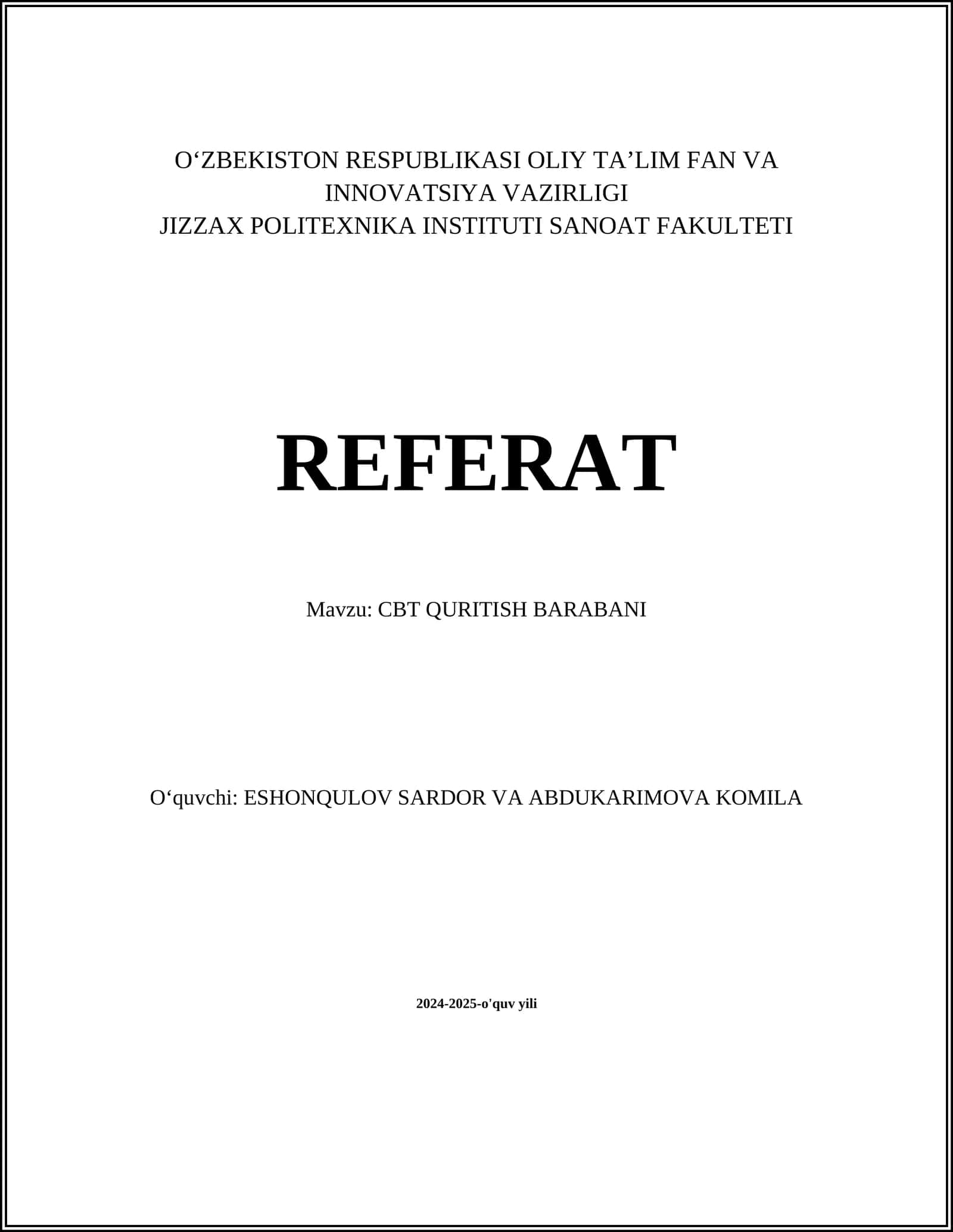 CBT QURITISH BARABANI 1