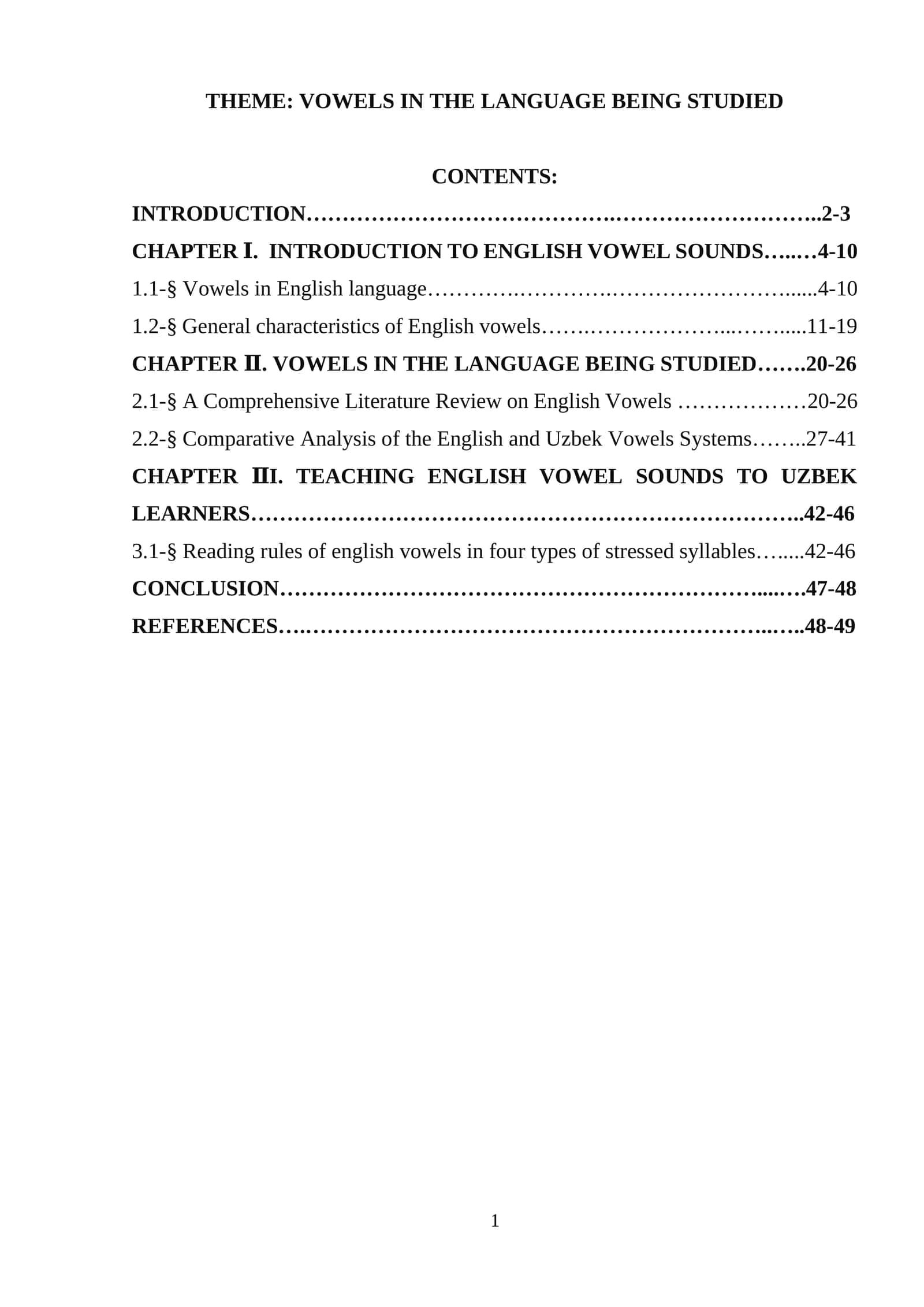 VOWELS IN THE LANGUAGE BEING STUDIED 1