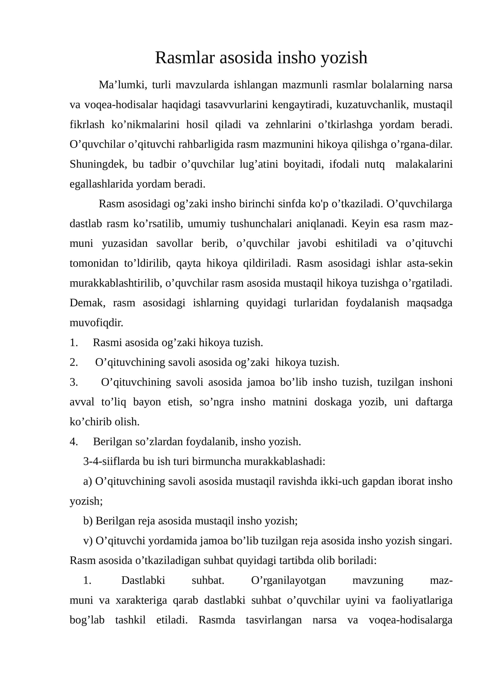 Rasmlar asosida insho yozish 1