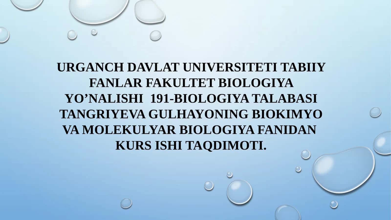 Biologiya yo’nalishi 191 - Biologiya 1