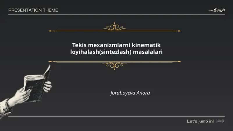 Tekis mexanizmlarni kinematik loyihalash(sintezlash) masalalari 1