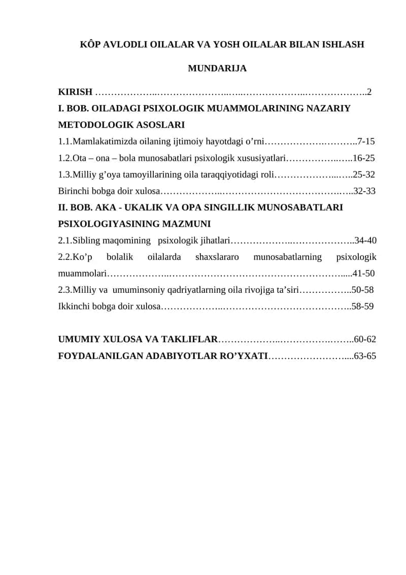 KÔP AVLODLI OILALAR VA YOSH OILALAR BILAN ISHLASH 1