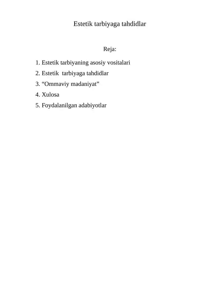 Estetik tarbiyaga tahdidlar 1