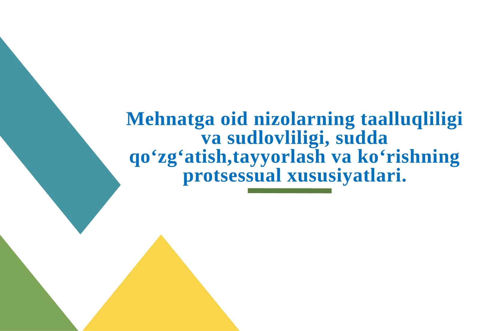 Mehnatga oid nizolarning huquqiy asoslari, taalluqliligi va sudlovliligi 1