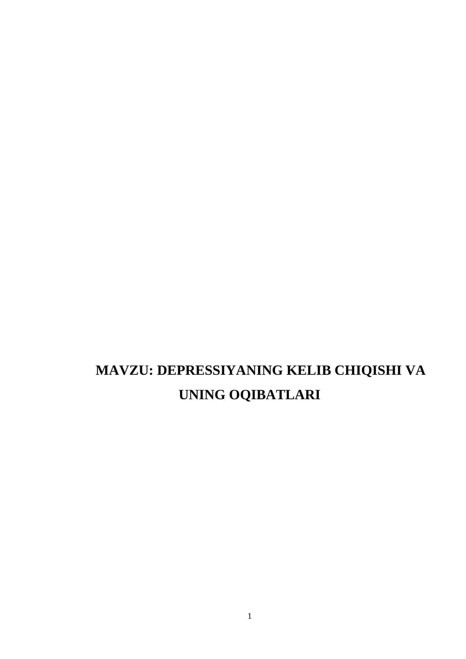 DЕPRЕSSIYANING KЕLIB CHIQISHI VA UNING OQIBATLARI 1