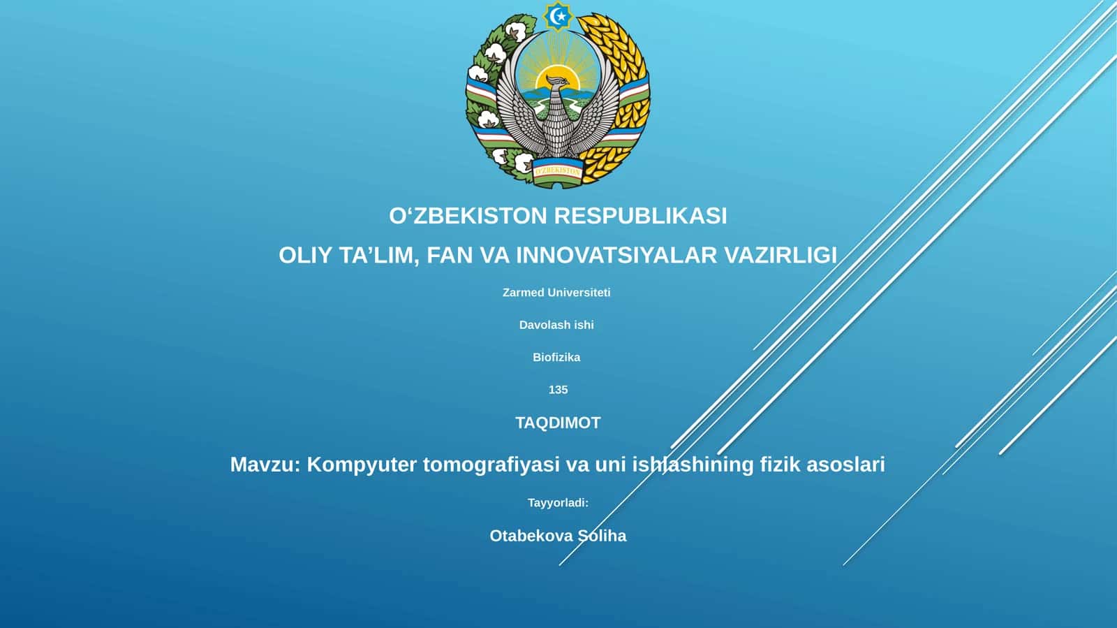 Kompyuter tomografiyasi va uni ishlashining fizik asoslari 1
