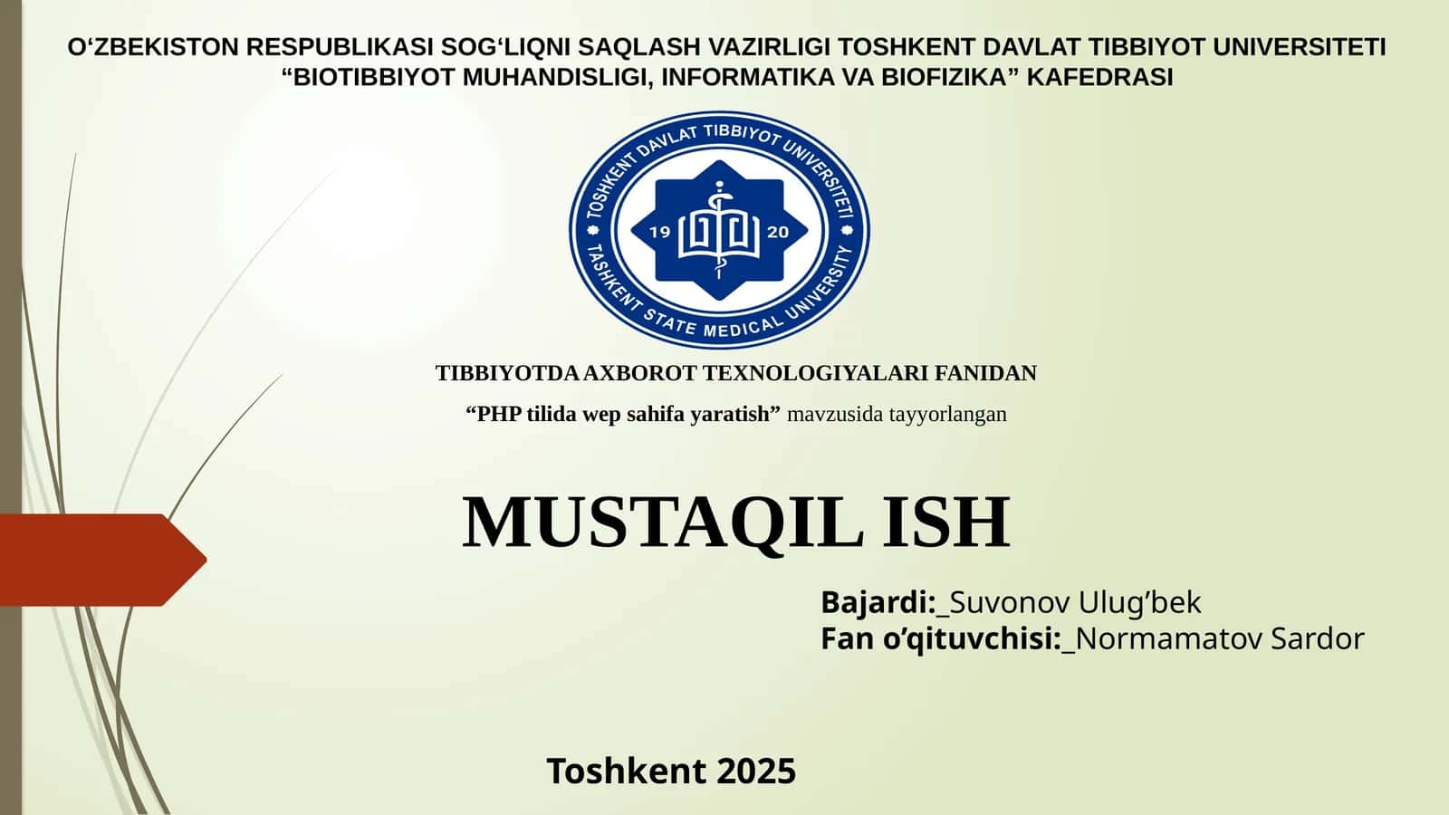 PHP tilida veb sahifa yaratish 1
