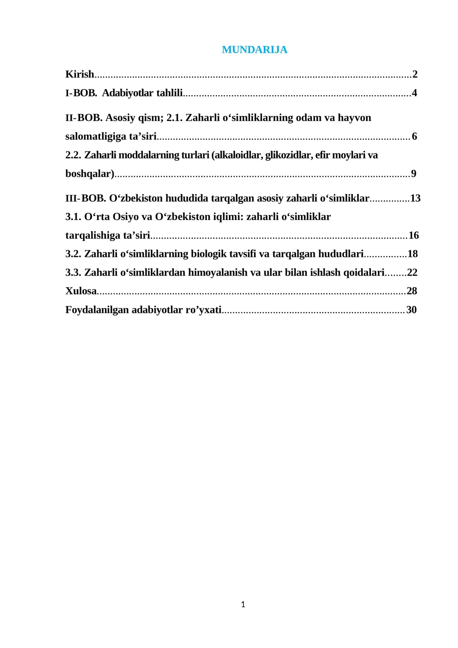 Zaharli O‘simliklar 1
