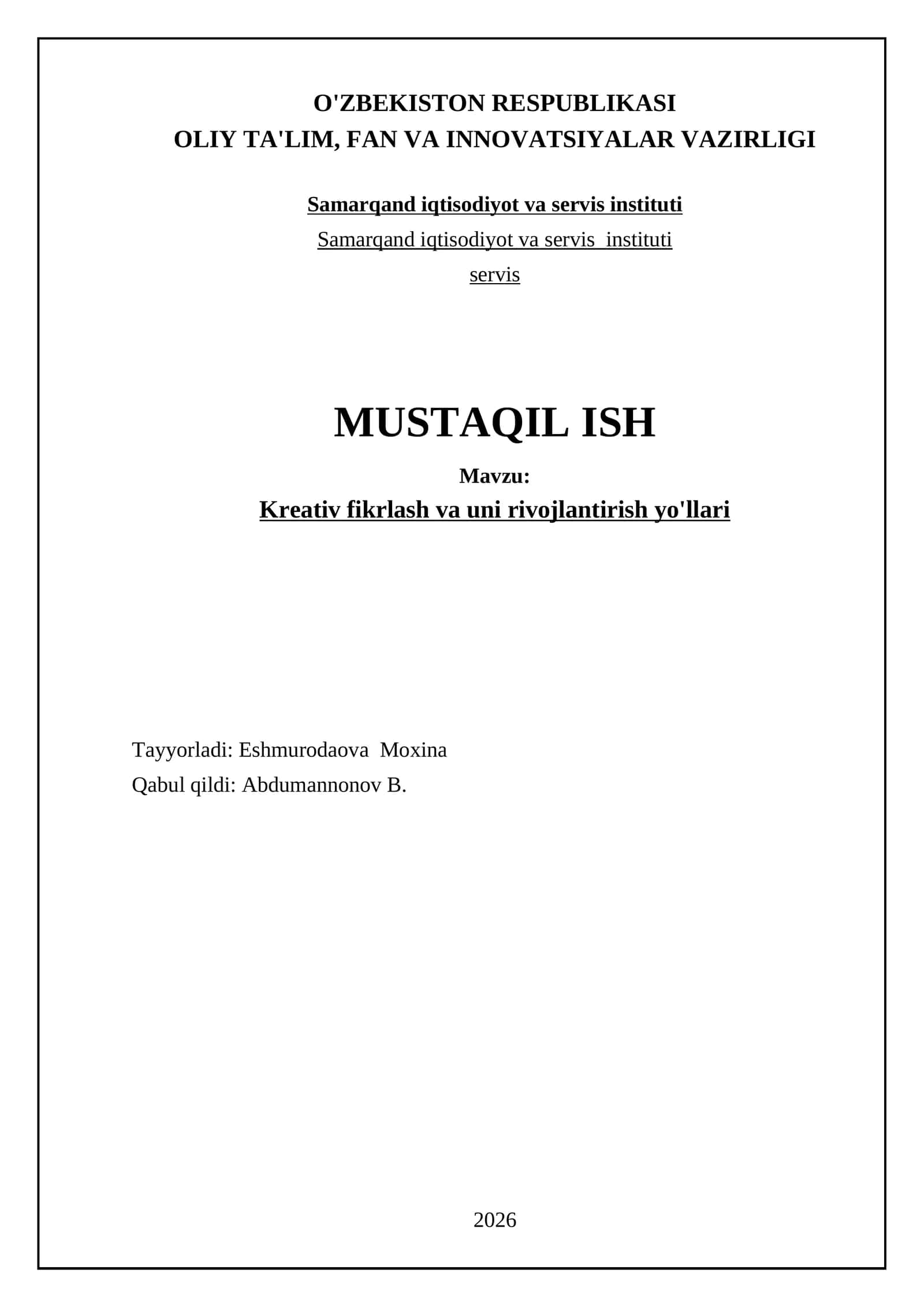 Kreativ fikrlash va uni rivojlantirish yo'llari 1