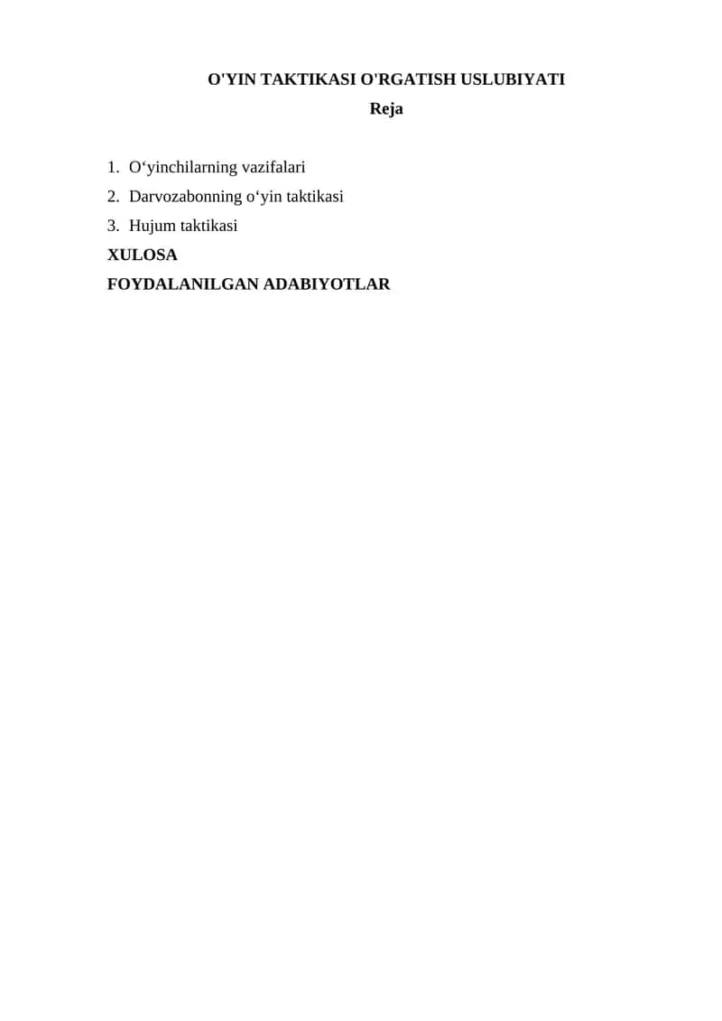 O'YIN TAKTIKASI O'RGATISH USLUBIYATI 1