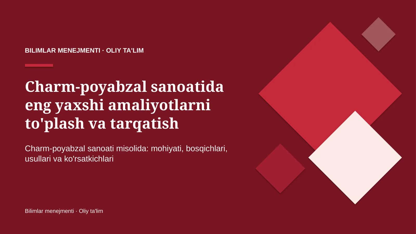 Charm-poyabzal sanoatida eng yaxshi amaliyotlarni to'plash va tarqatish 1