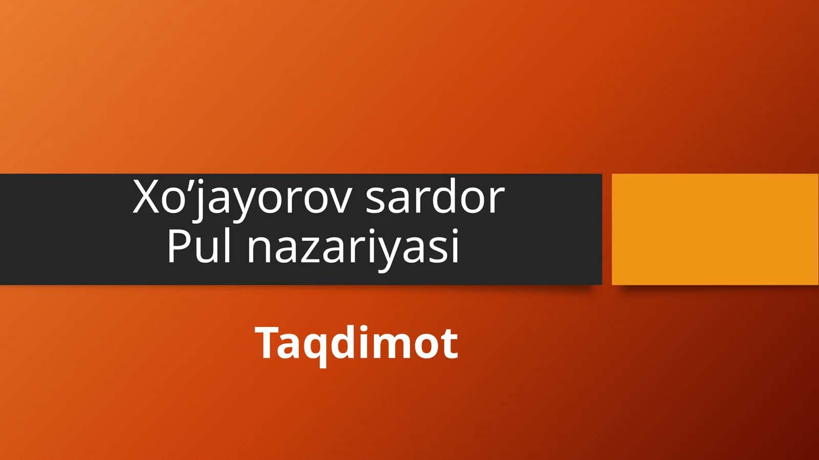 Pul nazariyasi 1