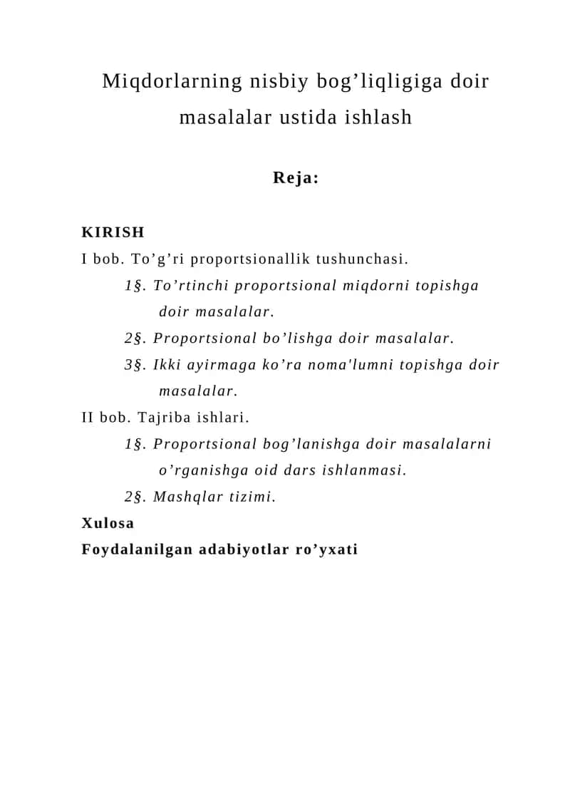 Miqdorlarning nisbiy bog’liqligiga doir masalalar 1