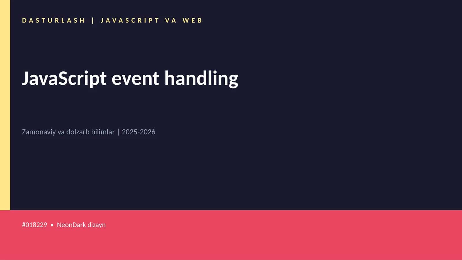 DASTURLASH | JAVASCRIPT VA WEB 1