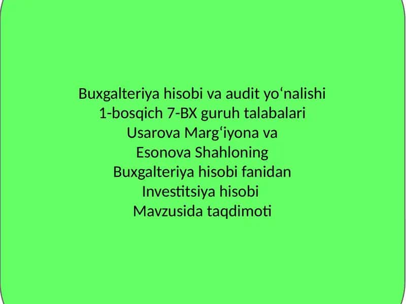 Investitsiyahisobi 1