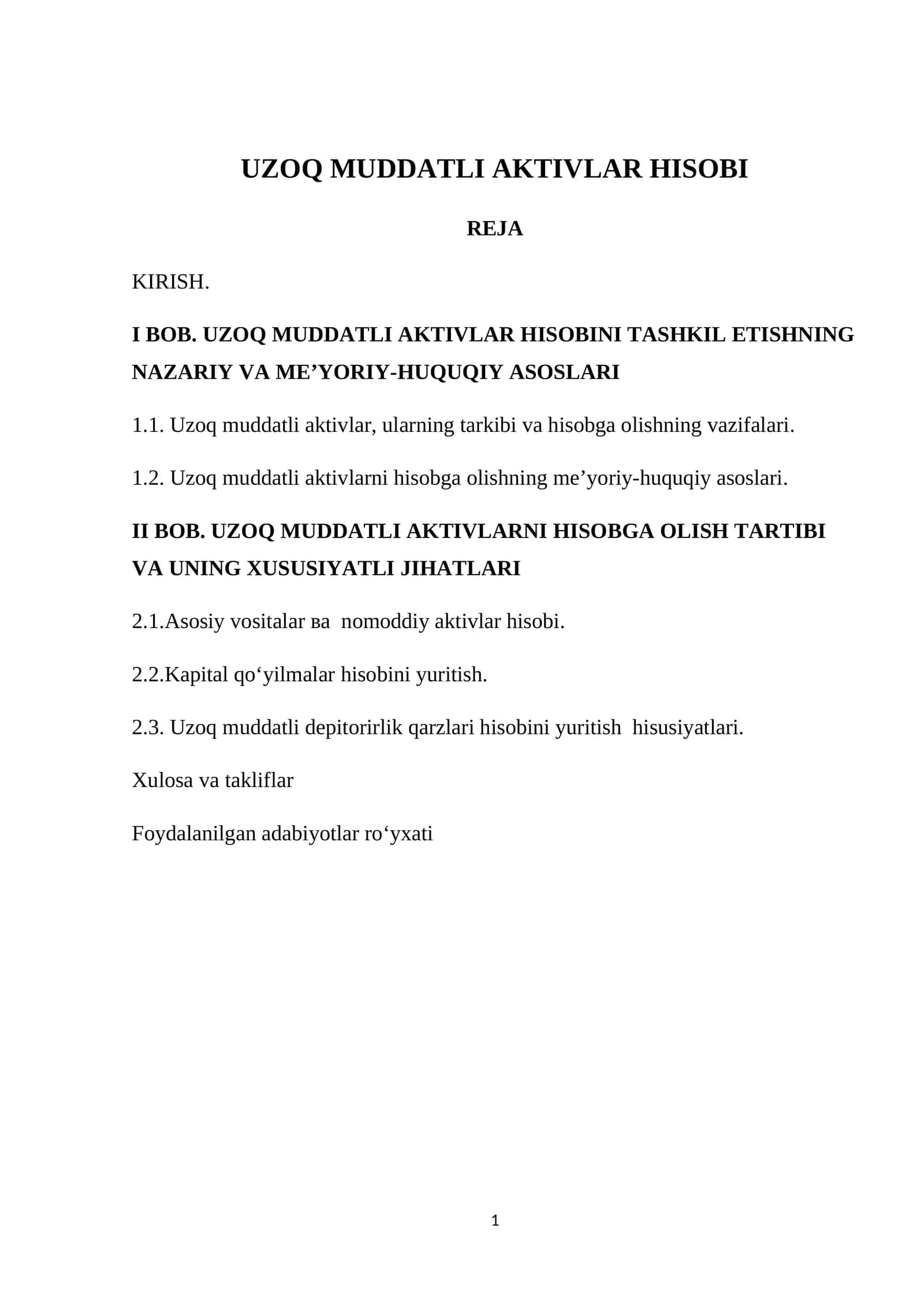 UZOQ MUDDATLI AKTIVLAR HISOBI 1