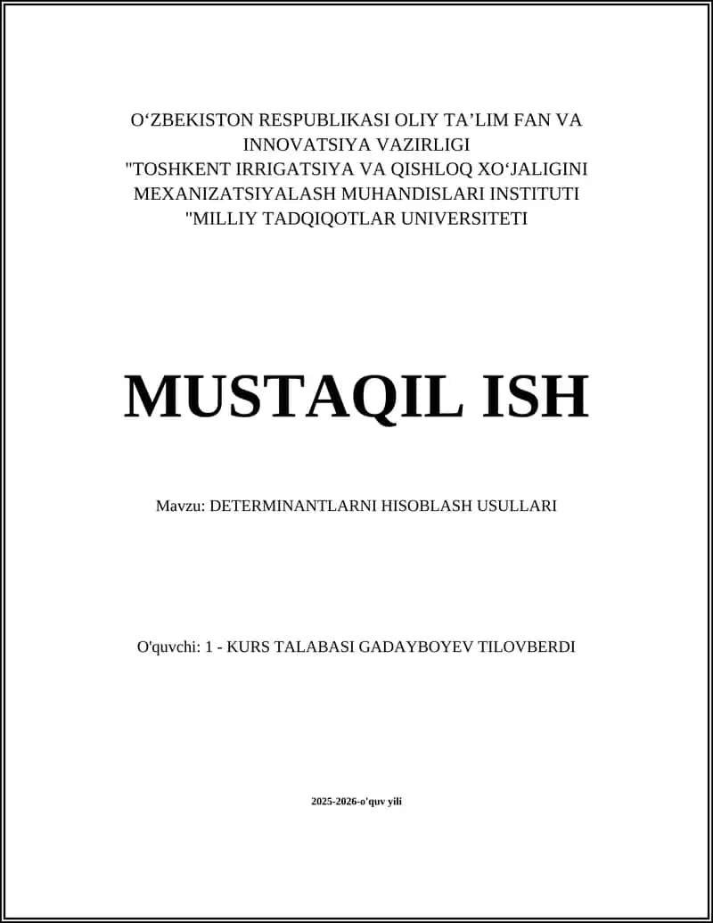 DETERMINANTLARNI HISOBLASH USULLARI 1